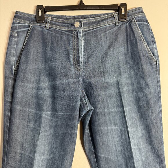 St. John Denim Jean Capris Women's 10 Blue Cuffed Stretchy Designer Classic Chic - Picture 5 of 10